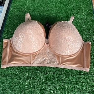 NWT Torrid Wire-Free Push-Up Plunge Bra 48D Pink Lace Supportive Lingerie